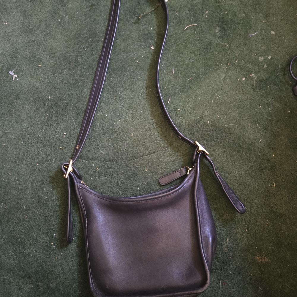 Vintage Coach Black Leather Crossbody Bag